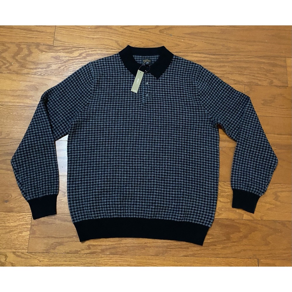 NEW J. Crew Cashmere Cardigan Sweater Men's L Collared Button Down 100% Cashmere
